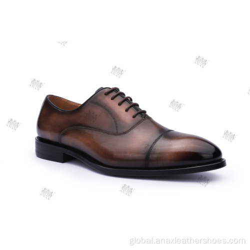 Men Leather Dress Shoes Leather Lace-up Casual Shoes with Rubber Sole Manufactory